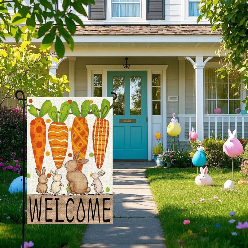 Agroon Easter Garden Flag 12x18 Inch, Double Sided Carrots Bunny Flag for Yard Outdoor Decoration - Image 3